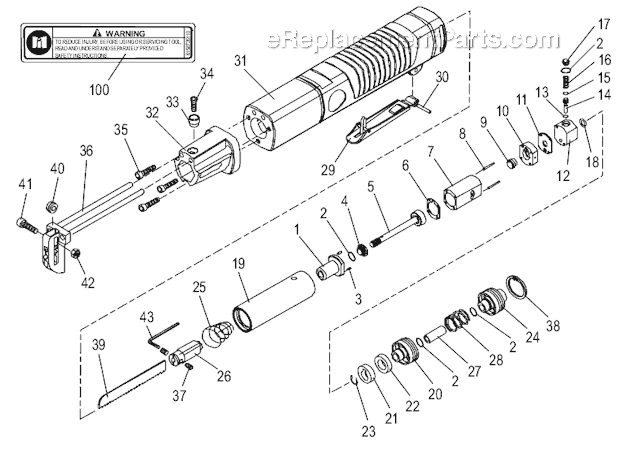 Page A Diagram and Parts List for CP9881 6151979881 Chicago Pneumatic Reciprocating Saw
